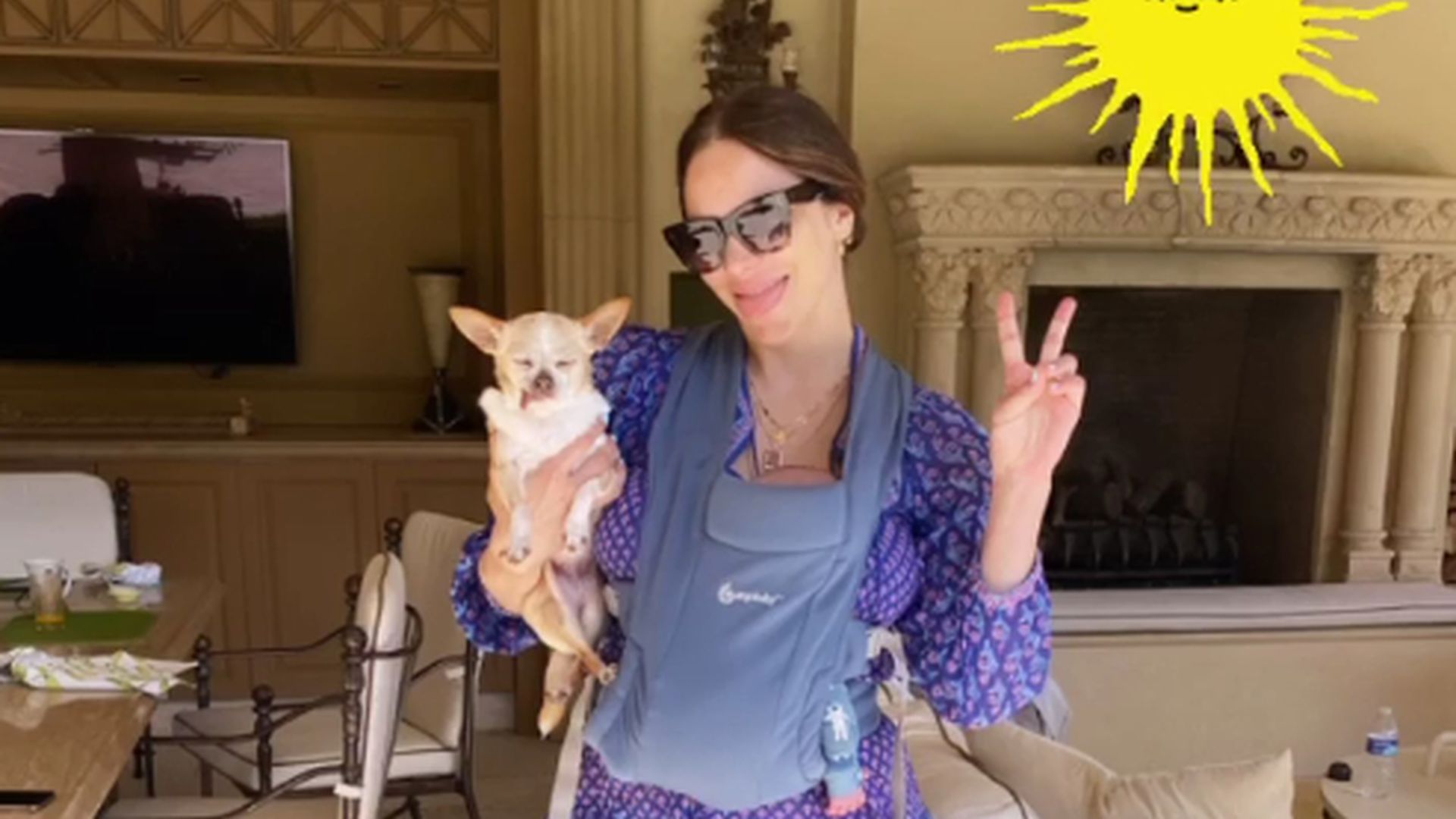 Witzig Katharine McPhee posiert mit Baby und Chihuahua