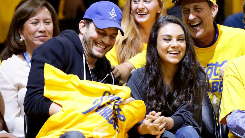 Ashton Kutcher und Mila Kunis beim 2. Spiel der NBA Finals 2016