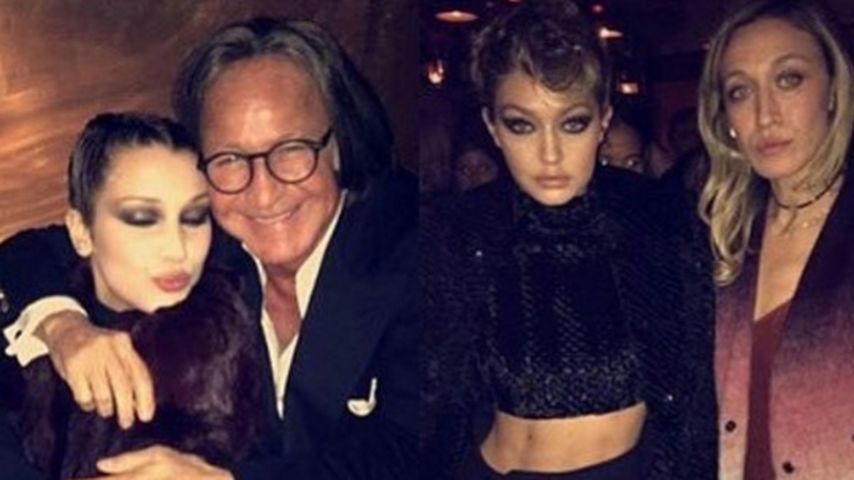 Bella und Gigi Hadid mit ihrem Vater Mohamed und ihrer Halbschwester Alana
