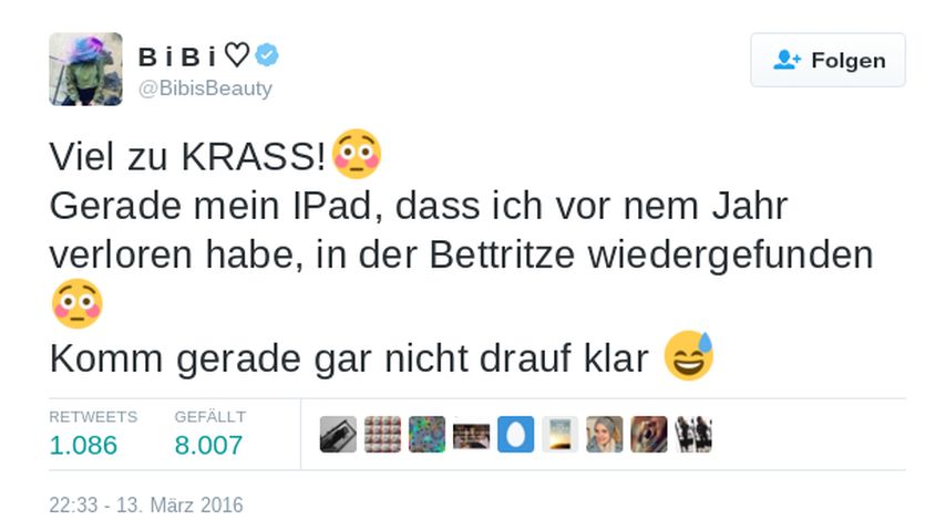 Bibi Heinicke alias Bibis Beauty Palace Twitter-Posting