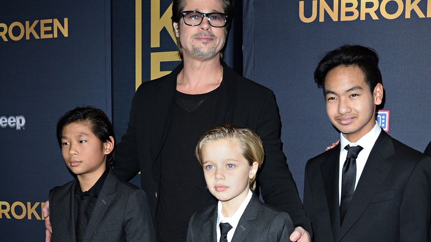 Brad Pitt mit Pax, Shiloh und Maddox bei der Premiere des Films "Unbroken"