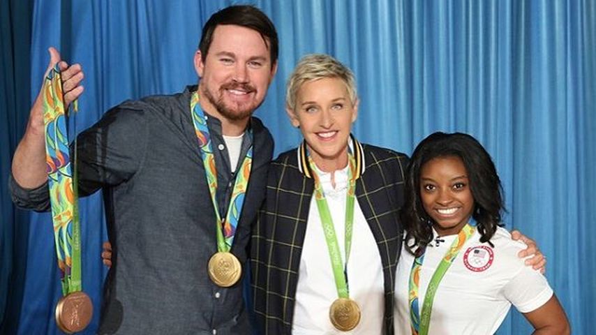 Channing Tatum, Ellen DeGeneres und Simone Biles (v.l.) bei der "The Ellen DeGeneres Show"