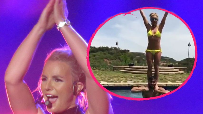Mit Muskel-Lover: Heiße Pool-Akrobatik bei Britney Spears!