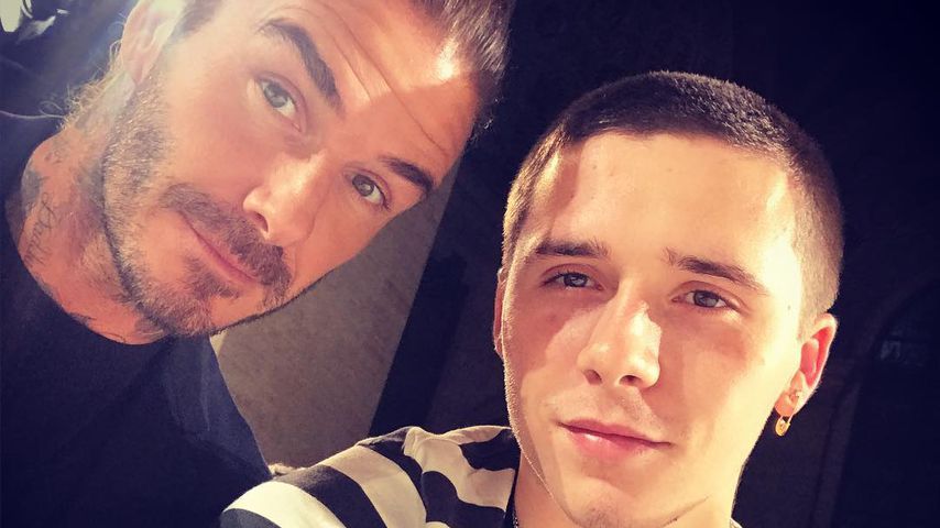 David Beckham und sein Sohn Brooklyn bei der New York Fashion Week