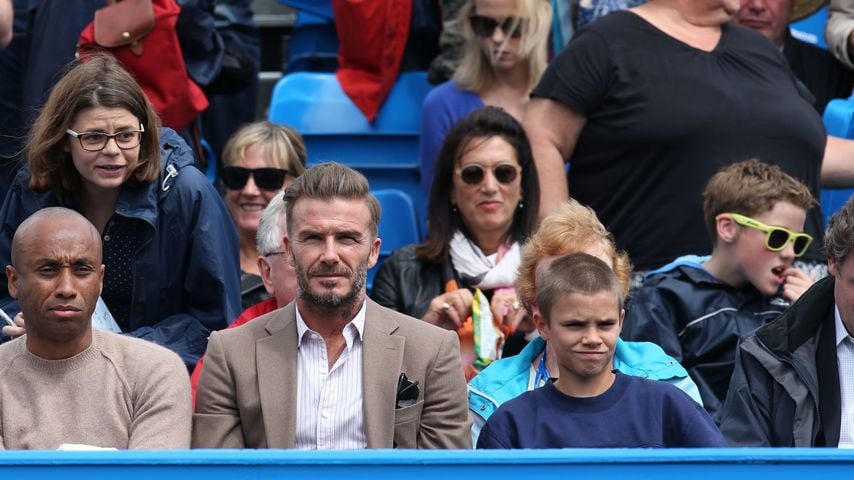 David Beckham und Sohn Romeo beim Spiel der Aegon Queens Tennis Championship