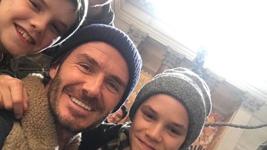 David Beckham mit Romeo, Brooklyn, Harper Seven und Cruz im Natural History Museum