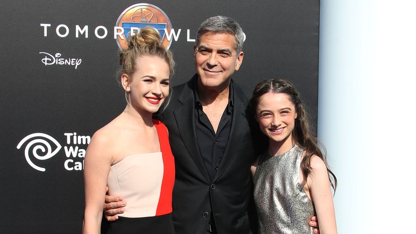 George Clooney, Raffey Cassidy und Britt Robertson