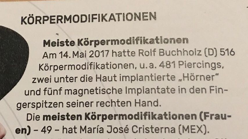 Rolf Buchholz' Eintrag im Guinness-Buch der Rekorde 2018