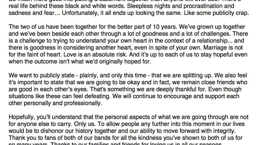 Hayley Williams' und Chad Gilberts Trennungs-Statement