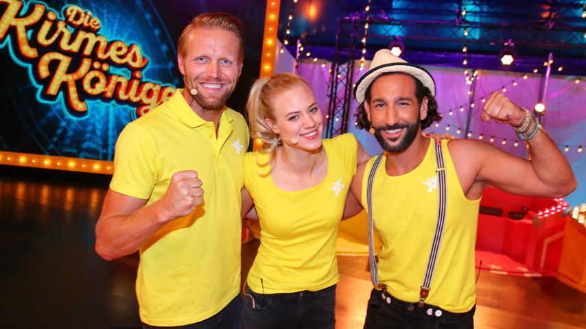 Julius Brink, Larissa Marolt, Massimo Sinató bei der Sendung "Kirmeskönige"