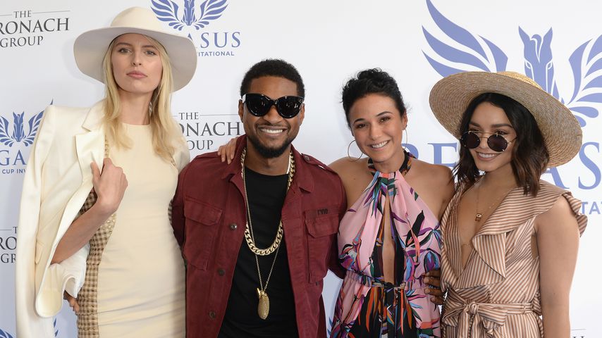 Karolina Kurkova, Usher, Emanuelle Chiqui und Vanessa Hudgens 2017 in Florida