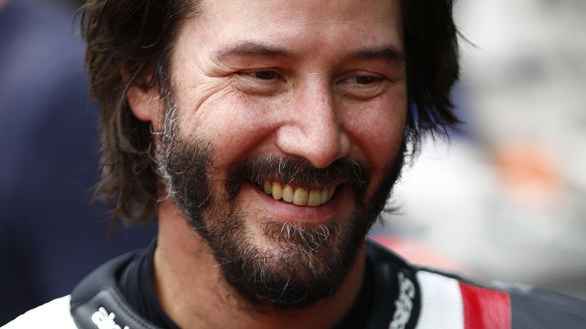 Keanu Reeves bei einem Motorradrennen in England