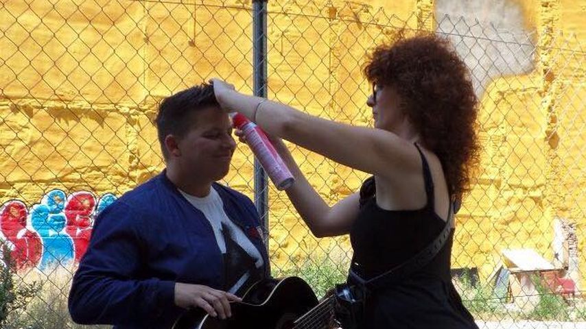Kerstin Ott beim Videodreh in Barcelona