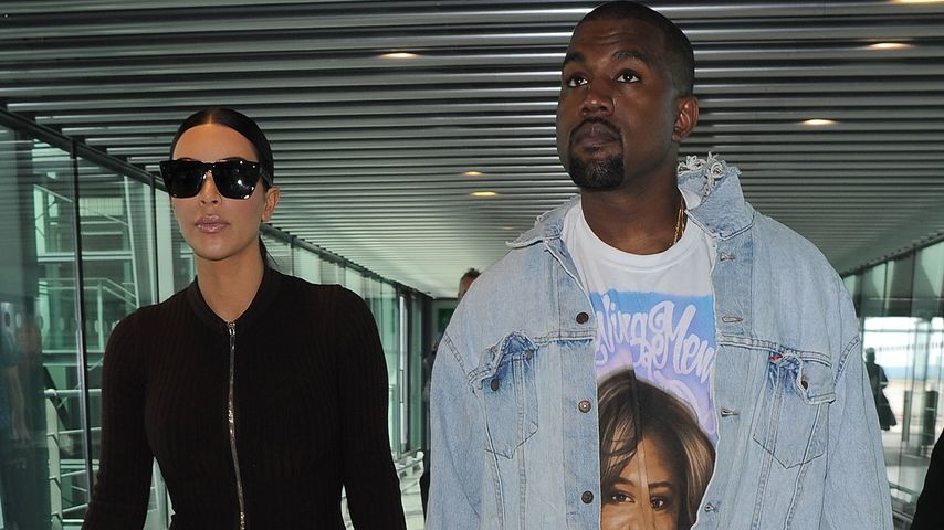 Kim Kardashian und Kanye West am Heathrow Airport
