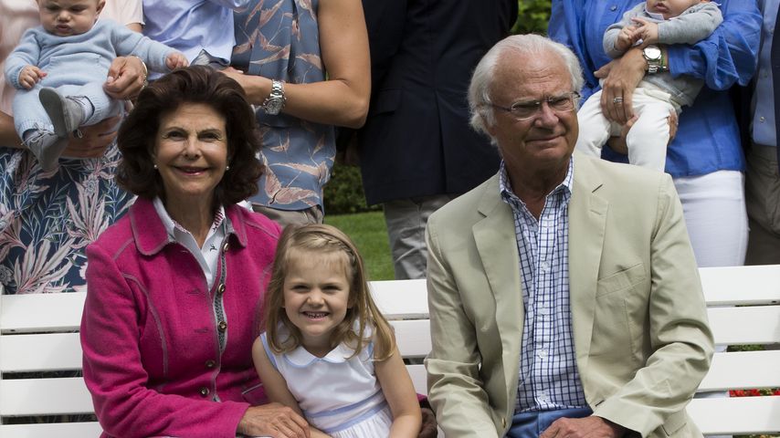 Königin Silvia, Prinzessin Estelle und König Carl Gustaf beim Fototermin