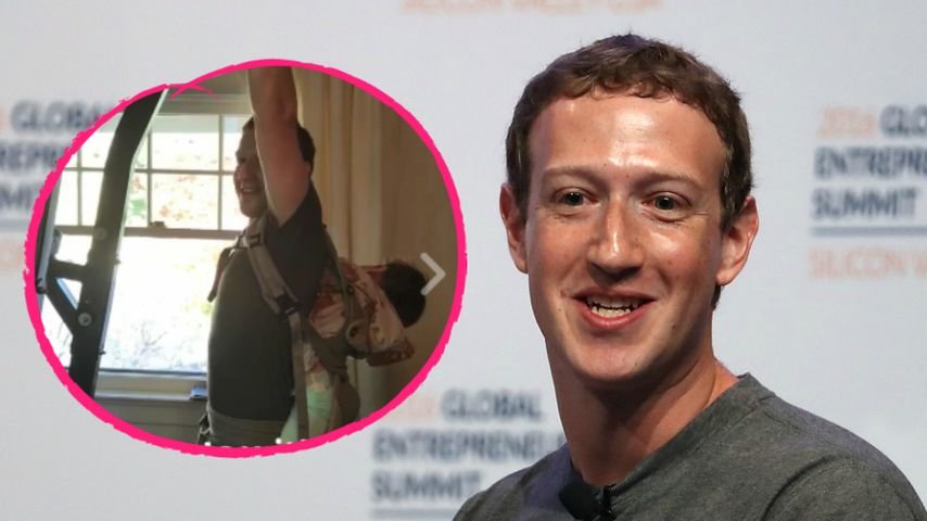 Sporty Daddy! Mark Zuckerberg trainiert mit Baby auf Rücken