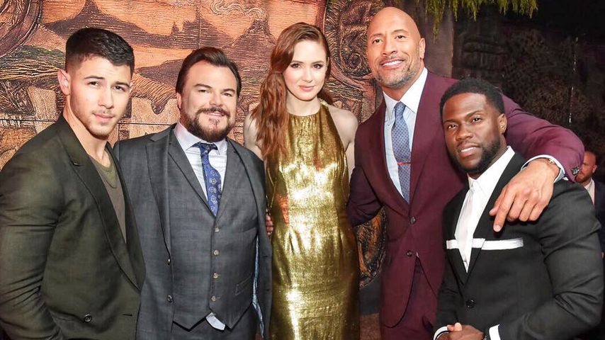 Nick Jonas, Jack Black, Karen Gillan, Dwayne "The Rock" Johnson und Kevin Hart