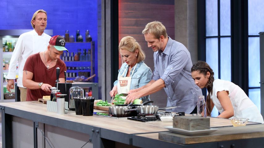 Pietro Lombardi, Marijke Amado, Jan Hahn und Sarah Lombardi bei "Grill den Henssler"