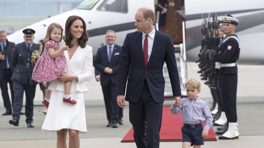 Prinzessin Charlotte, Herzogin Kate, Prinz William, Prinz George in Warschau