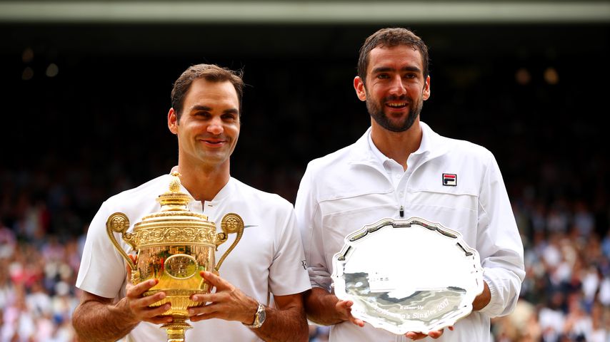 Roger Federer und Marin Cilic nach dem Final-Match in Wimbledon