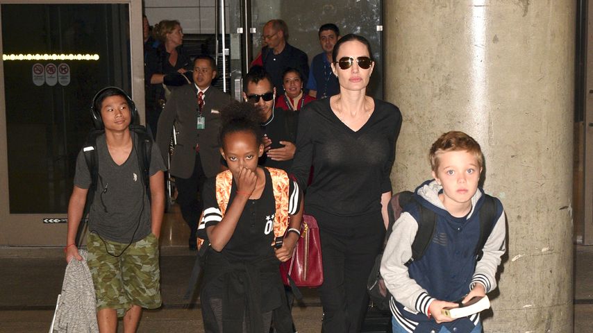 Angelina Jolie, Shiloh Jolie-Pitt, Zahara Marley Jolie-Pitt, Pax Thien Jolie-Pitt und Maddox Jolie-P