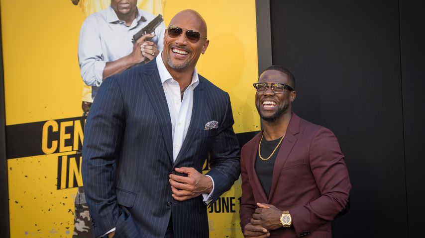 The Rock und Kevin Hart bei der Premiere ihres Films "Central Intelligence" in Westwood, Kalifornien