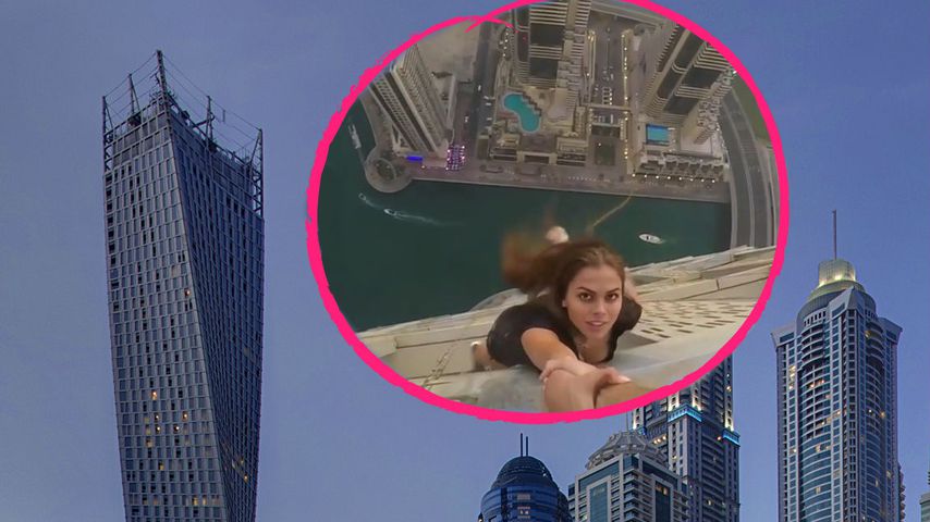 Model baumelt von Wolkenkratzer – jetzt gibt's Ärger!