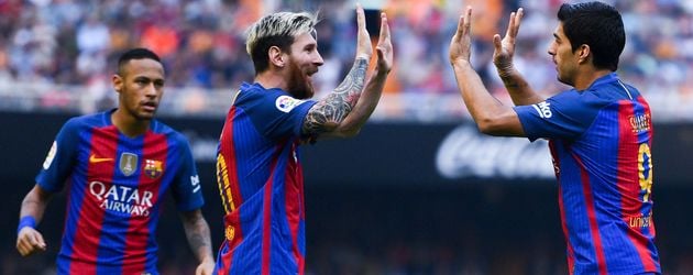 Barcas Wundersturm: Neymar, Lionel Messi und Luis Suarez (v.l.n.r.) Barcas Wundersturm: Neymar, Lionel Messi und Luis Suarez (v.l.n.r.)