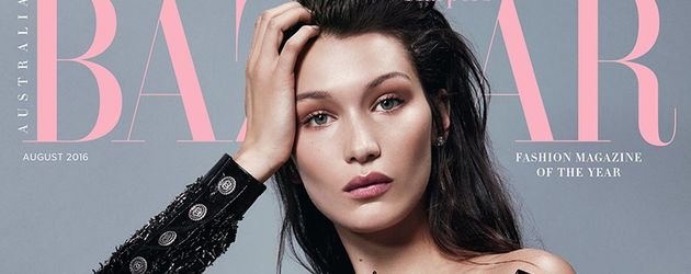 Bella Hadid auf dem Cover der amerikanischen Harper's Bazar im August 2016 Bella Hadid auf dem Cover der amerikanischen Harper's Bazar im August 2016