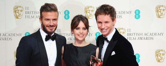 David Beckham, Eddie Redmayne und Felicity Jones David Beckham, Eddie Redmayne und Felicity Jones