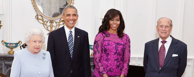 Queen Elizabeth II., Barack Obama und Michelle Obama Queen Elizabeth II., Barack Obama und Michelle Obama