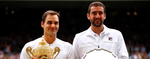 Roger Federer und Marin Cilic nach dem Final-Match in Wimbledon Roger Federer und Marin Cilic nach dem Final-Match in Wimbledon