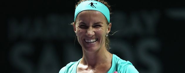 Svetlana Kuznetsova nach ihrem Sieg über Agnieszka Radwanska Svetlana Kuznetsova nach ihrem Sieg über Agnieszka Radwanska