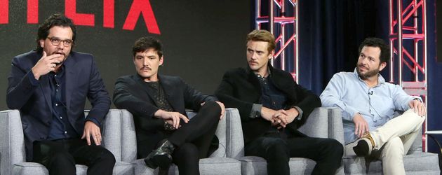 Wagner Moura, Pedro Pascal, Boyd Holbrook, Eric Newman bei Netflix TCA Press Tour 2016 Wagner Moura, Pedro Pascal, Boyd Holbrook, Eric Newman bei Netflix TCA Press Tour 2016